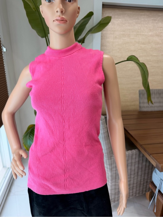 Cato Tops - Cato Ribbed Mock Neck Tank - Bright Pink